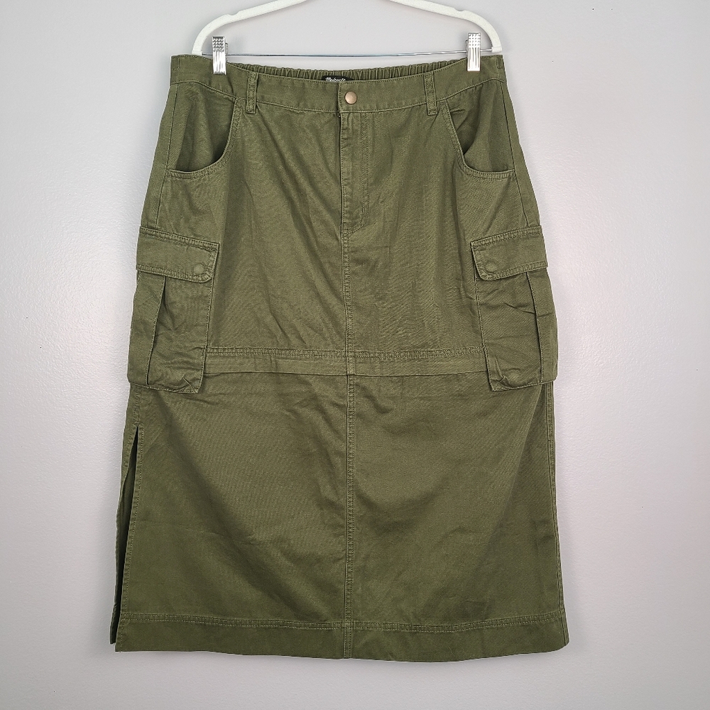 Madewell Cotton Cargo Convertible Midi Skirt in (Re)generative Chino In Loden XL - Picture 12 of 12
